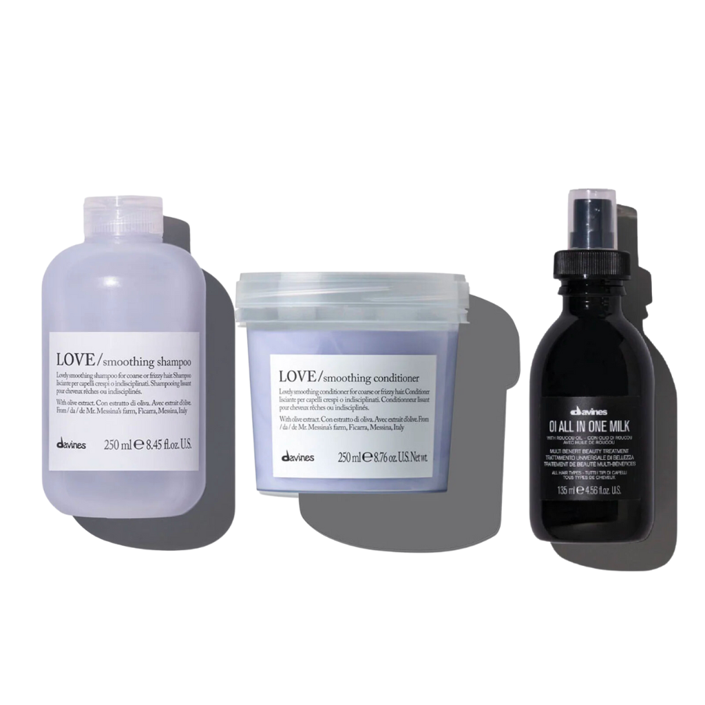 Davines Love Smoothing Holiday Gift Set -  Davines Love Smooth Shampoo, Love Smooth Conditioner, Oi All in One Milk - Shop North Authentic 