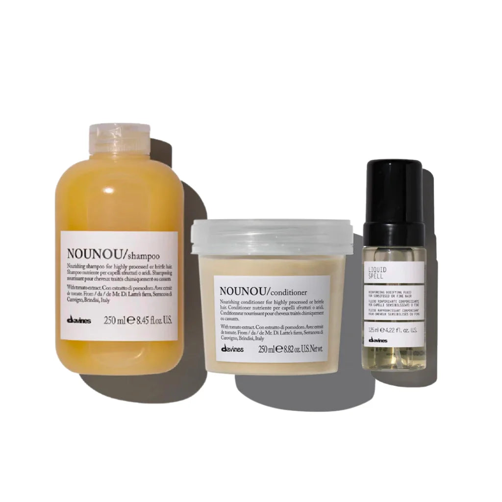 Nounou Gift Set by Davines is the perfect gift set for her or those who are suffering from dry, dehydrated, hard-to-manage hair. Smooths frizz, repair damaged hair and prevent hair breakage. 