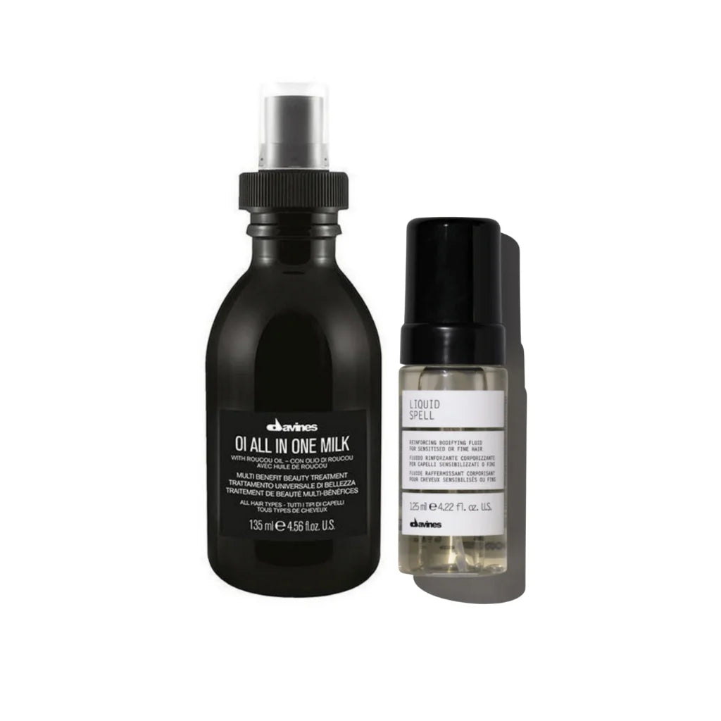 The perfect duo that softens, smooths frizz, and gives vitality and body to the hair to make it look healthier, silkier, and naturally shiny. 