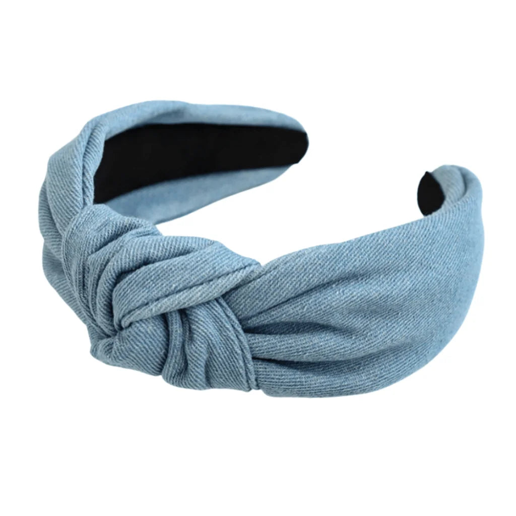 Denim Knotted Headband Light Blue - ShopNorthAuthentic