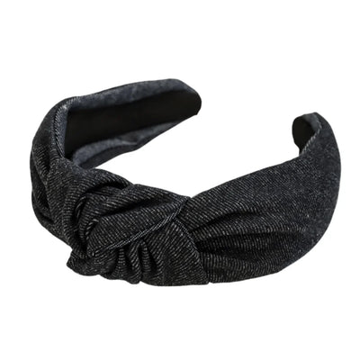 Denim Knotted Headband - ShopNorthAuthentic - Black