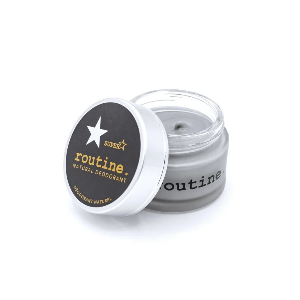 Routine Inc Superstar Deodorant is the best natural deodorant on the market. The charcoal based formula detoxifies while combating odor. Aluminum free, Zero waste, eco-friendly, sustainable