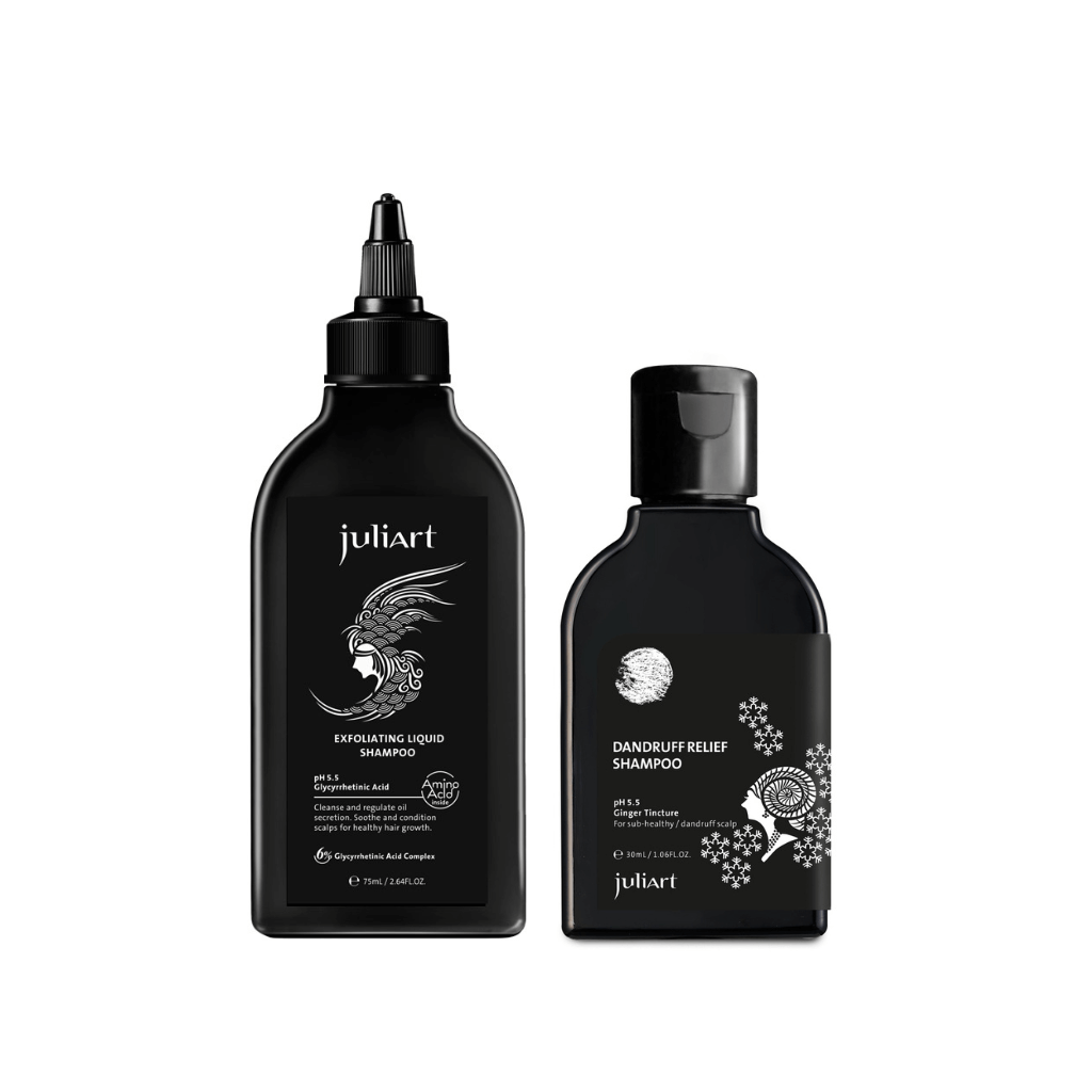 JuliArt Exfoliating Liquid Shampoo 75ml + Oily Dandruff Relief Shampoo 30ml Gift Set
