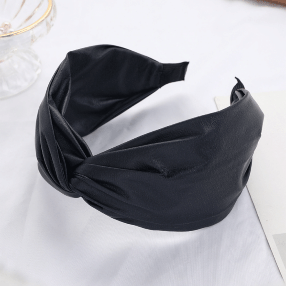  Retro Faux Leather Headband (Black) - ShopNorthAuthentic